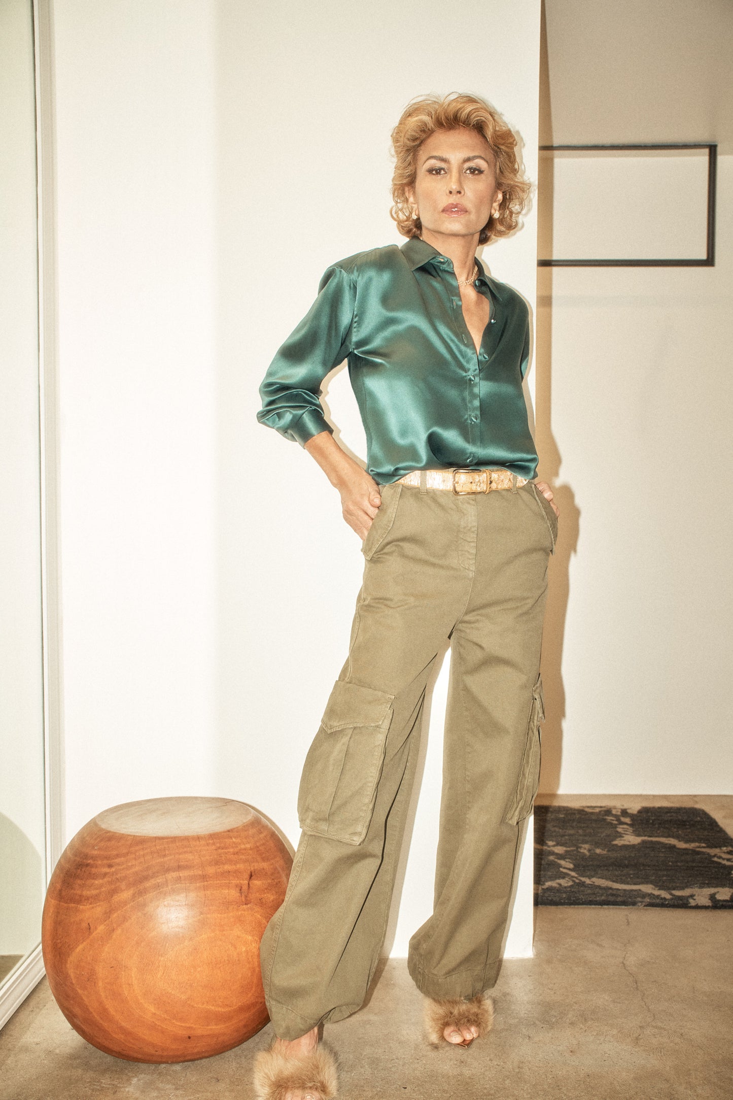 PHOEBE SILK SHIRT - HUNTER