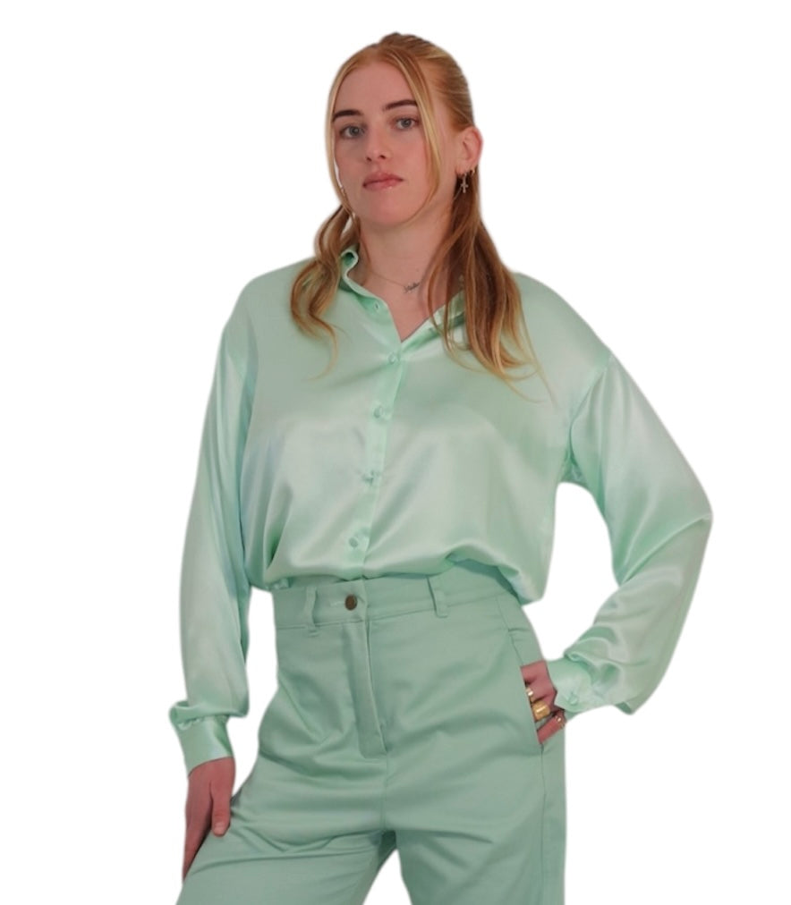 PHOEBE SILK SHIRT - MINT